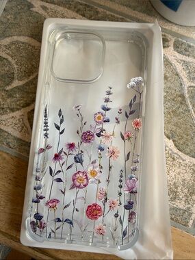 Clear Floral Phone Case with Pink & Purple Wildflowers